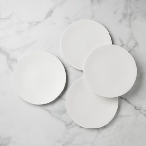 White Textured Porcelain Dinner Plates, Set of 4