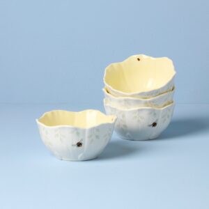 Light Yellow Floral Dessert Bowls, Set of 4