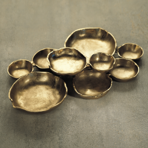 Dark Gold Cluster Serving Bowl Tray