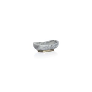 Arabescato Marble Oval Serving Bowl on Gold Base