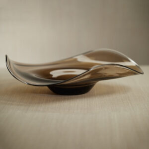 Taupe Wave Glass Bowl - 18 in