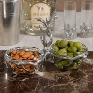 Pewter and Glass Condiment Set